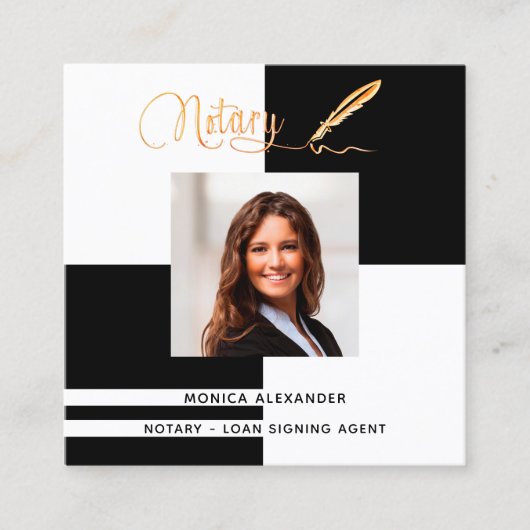 Notar Foto QR-Code Kreditsignierung Agent Quadratische Visitenkarte (Vorderseite)