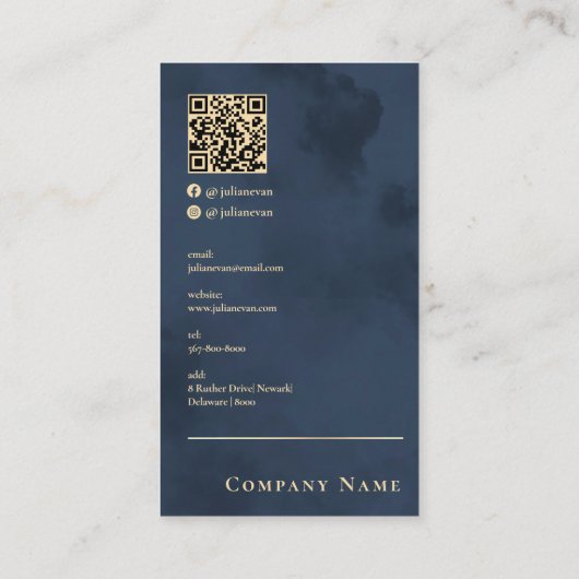 Notar für berufliches Blaues Gold Visitenkarte (Rückseite)