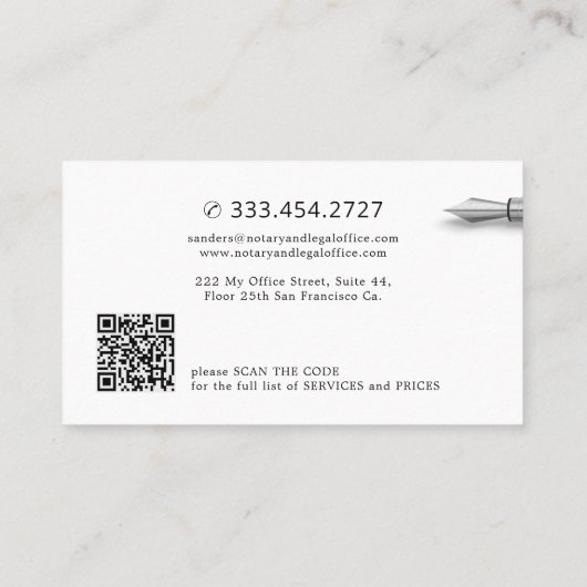 Notar für moderne Fotos Agent für mobile Signatur Visitenkarte (Rückseite)
