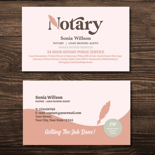 Notar für Typografie - Agent für öffentliche Darle Visitenkarte