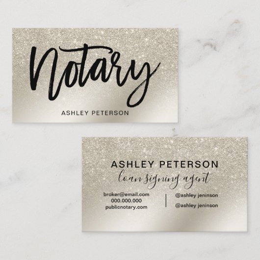 Notar Glitzer Elfenbein-Ober-Farbverlauf metallisc Visitenkarte (Vorne/Hinten)