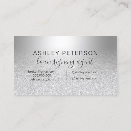 Notar-Glitzer-Metallfolie Visitenkarte (Rückseite)