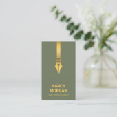 Notar Gold Stift Qr Code Salbeigrün Visitenkarte (Stehend Vorderseite)