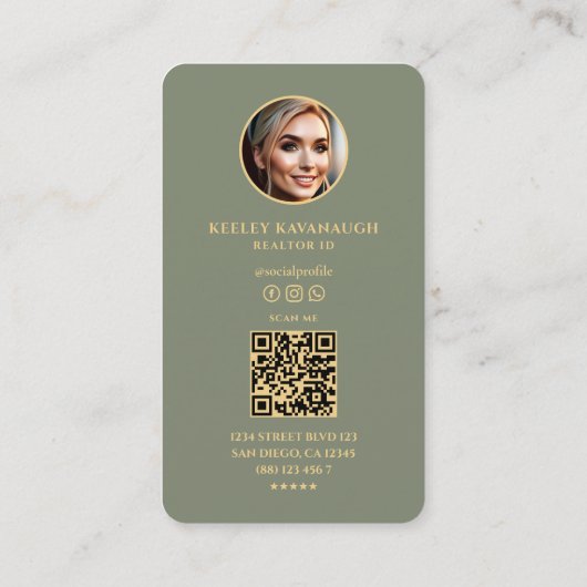 Notar-Hypotheken-Foto Sage Green Modern Visitenkarte (Rückseite)