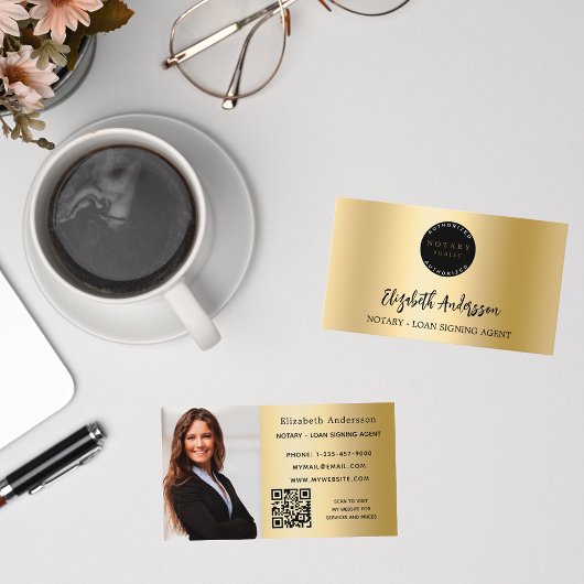Notar-Kreditsignierung Agent Gold Foto QR Logo Visitenkarte