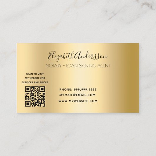 Notar Kreditsignierung Agent Gold QR-Code Visitenkarte (Rückseite)