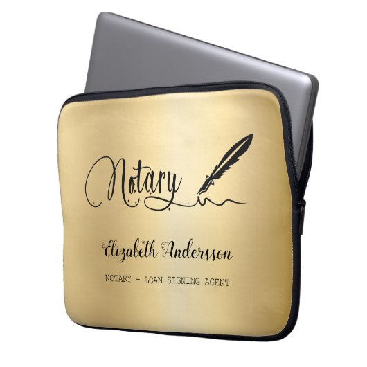 Notar Kreditsignierung Agent Gold schwarz Laptopschutzhülle (Vorderseite Links)