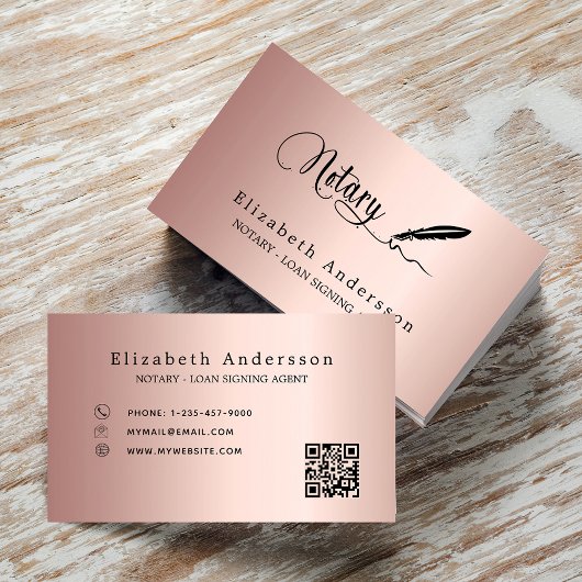 Notar Kreditsignierung Agent Rose Goldrot QR-Code Visitenkarte