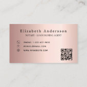 Notar Kreditsignierung Agent Rose Goldrot QR-Code Visitenkarte (Rückseite)