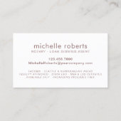 Notar-Kreditsignierung Agent Silver Script Rose Go Visitenkarte (Rückseite)