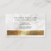 Notar-Kreditunterschrift Agent Gold Border Marble Visitenkarte (Rückseite)