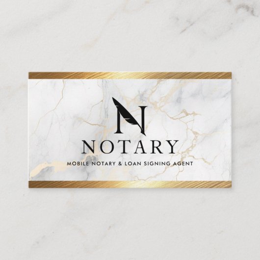 Notar-Kreditunterschrift Agent Gold Border Marble Visitenkarte (Vorderseite)