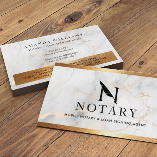 Notar-Kreditunterschrift Agent Gold Border Marble Visitenkarte