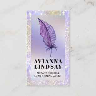 Notar-Kreditunterschrift Agent Lila Glitzer Visitenkarte