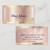 Notar-Kreditunterschrift Agent Rose Gold Border Ma Visitenkarte (Vorne/Hinten)