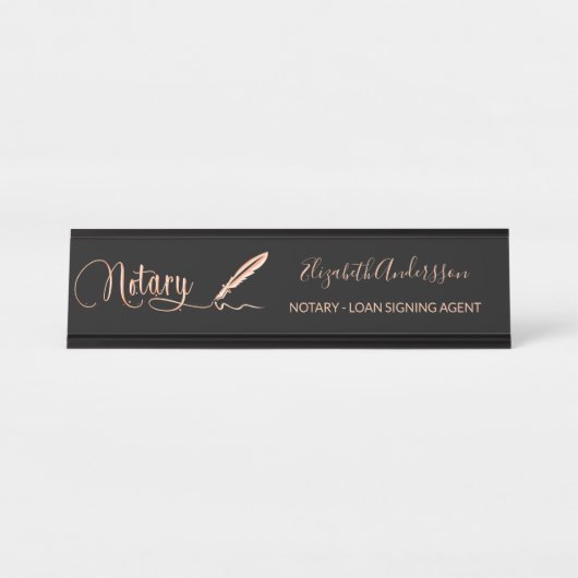 Notar-Kreditunterzeichnung Agent schwarze Rose Gol Schreibtischnamensplakette (Vorderseite )