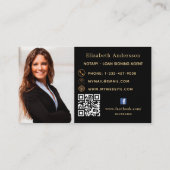 Notar Kreditunterzeichnung Agent schwarzes Foto QR Visitenkarte (Rückseite)