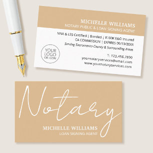 Notar-Kreditunterzeichnung Agent Script Logo Gold Visitenkarte