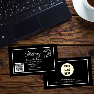 Notar-Loan-Signing-Agent-QR-Code scannbar Schwarz Visitenkarte