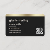 Notar Öffentlich QR-Code Schwarz Gold Visitenkarte (Rückseite)