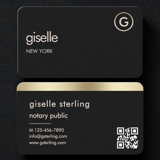 Notar Öffentlich QR-Code Schwarz Gold Visitenkarte