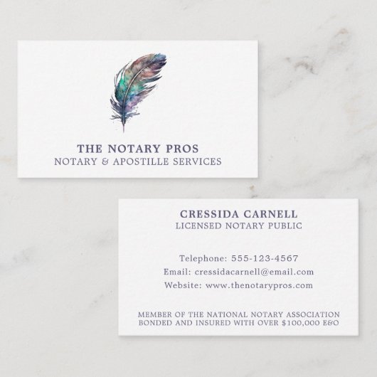 Notar Öffentliche Apostille Service Wasserfarben F Visitenkarte (Vorne/Hinten)