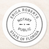 Notar Öffentliche Briefmarke Schlicht Minimalistis Runder Pappuntersetzer (Vorderseite)