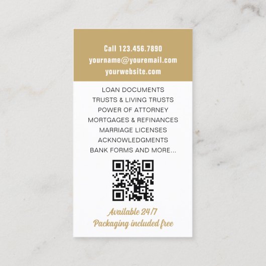 Notar öffentliche Darlehen Signierung Agent Foto I Visitenkarte (Rückseite)