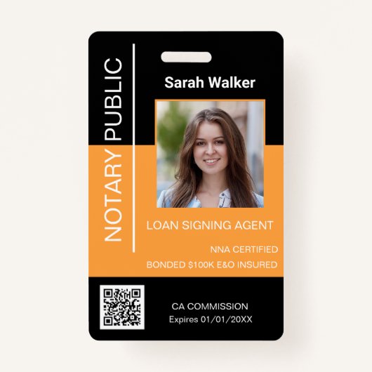 Notar Öffentlicher Ausweis-Mitarbeiter schwarz gel Ausweis (Vorderseite)