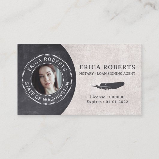 Notar Öffentliches Darlehen Unterschrift Agent Vin Visitenkarte (Vorderseite)
