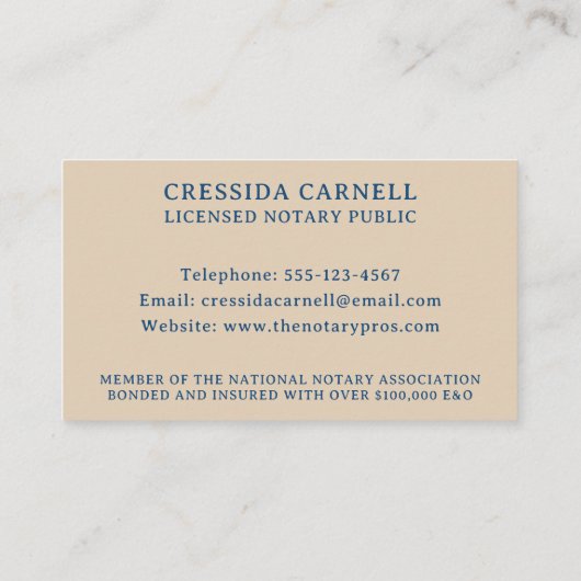 Notar Public Apostille Service Earthy Boho Quill Visitenkarte (Rückseite)