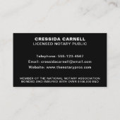 Notar Public Apostille Service Modern Black Visitenkarte (Rückseite)