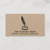 Notar Public Apostille Service Vintag Quill Visitenkarte (Vorderseite)
