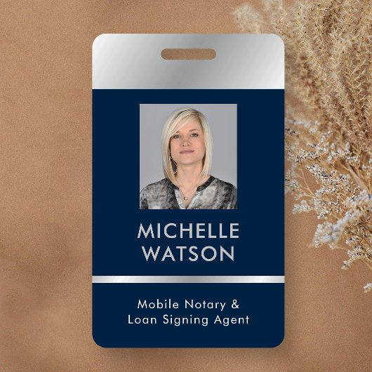 Notar Public Attorney Emplee Foto Navy & Silver Ausweis