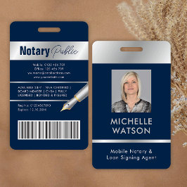 Notar Public Attorney Emplee Foto Navy & Silver Ausweis