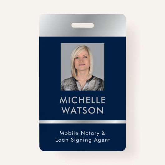 Notar Public Attorney Emplee Foto Navy & Silver Ausweis (Vorderseite)
