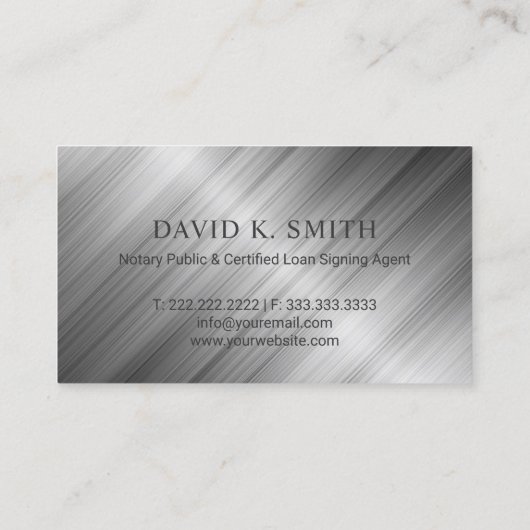 Notar Public Beruflich Metallic Visitenkarte (Rückseite)