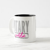 Notar Public Big Schriftart verblasst schwarz mit  Zweifarbige Tasse (Vorderseite Links)