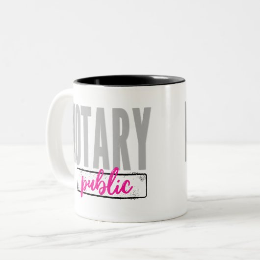 Notar Public Big Schriftart verblasst schwarz mit Zweifarbige Tasse (Vorderseite Links)