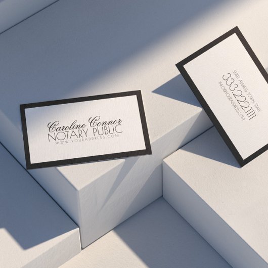 Notar Public Black Border White Modern Card Visitenkarte