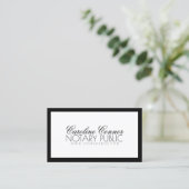 Notar Public Black Border White Modern Card Visitenkarte (Stehend Vorderseite)