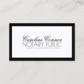 Notar Public Black Border White Modern Card Visitenkarte (Vorderseite)
