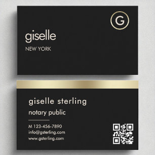 Notar Public Black QR Code Gold Foil Visitenkarte