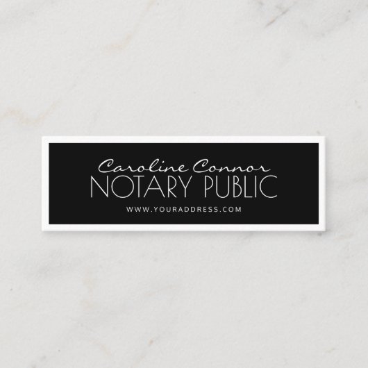 Notar Public Black & White Borded Card Mini Visitenkarte (Vorderseite)