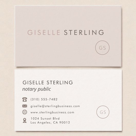 Notar Public Blush Pink Minimalistisch Luxus Visitenkarte