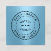 Notar Public Briefmarke Modern Blue Quadratische Visitenkarte (Vorderseite)
