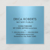 Notar Public Briefmarke Modern Blue Quadratische Visitenkarte (Rückseite)