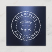Notar Public Briefmarke Moderne Navy Blue Metallic Quadratische Visitenkarte (Vorderseite)