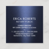 Notar Public Briefmarke Moderne Navy Blue Metallic Quadratische Visitenkarte (Rückseite)