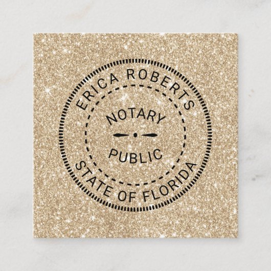Notar Public Briefmarke Moderner Gold Glitzer Quadratische Visitenkarte (Vorderseite)